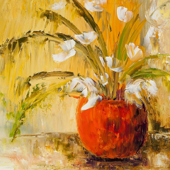 Pots de fleurs blanches